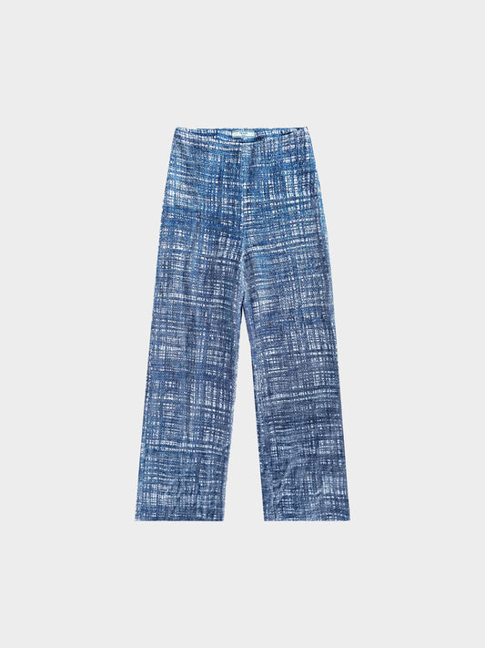 Prada 2010s Blue and White Tweed Pants