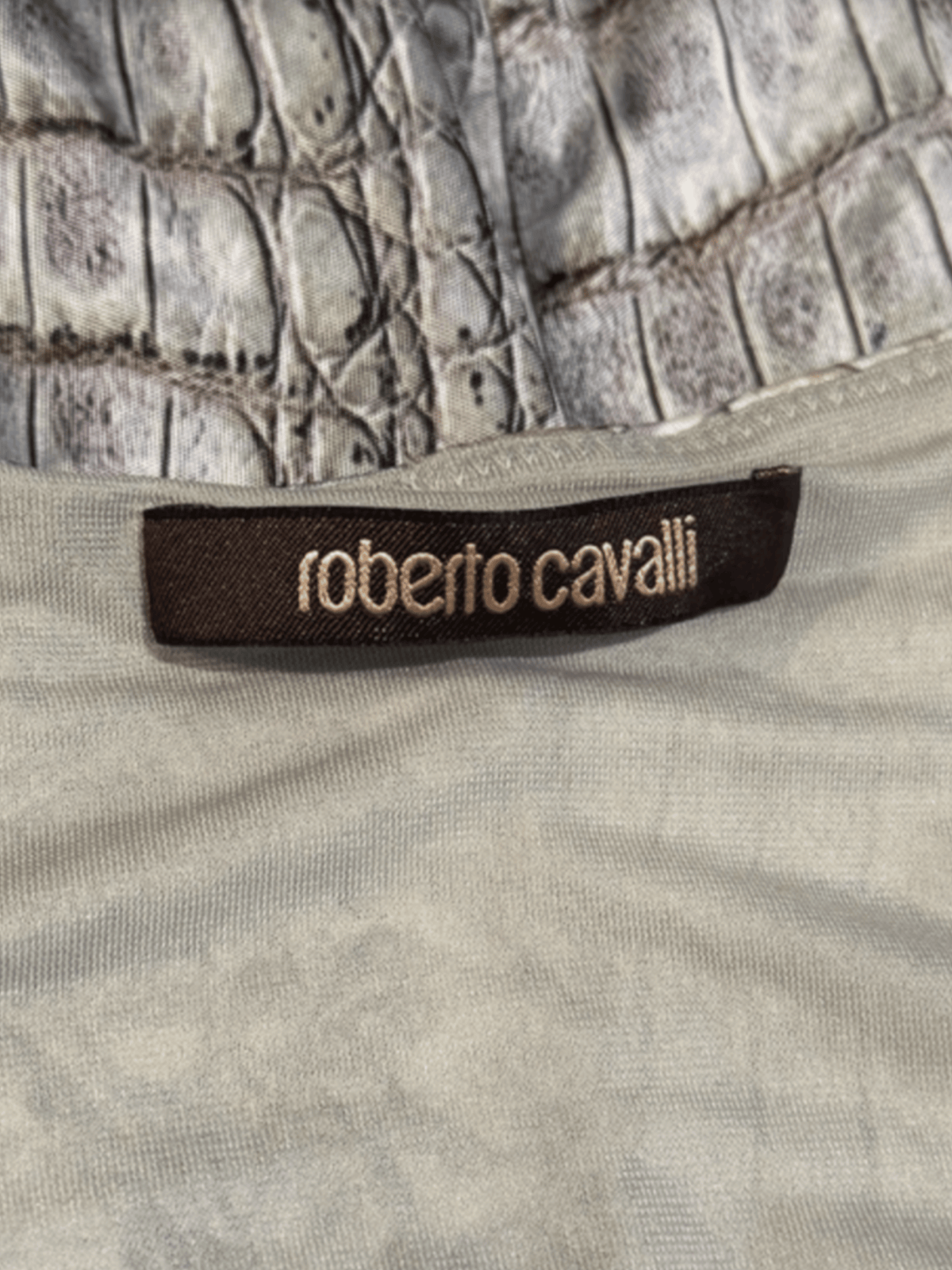 Roberto Cavalli SS 2011 Crocodile Print Halter Neck Mini Dress with Gold Detail