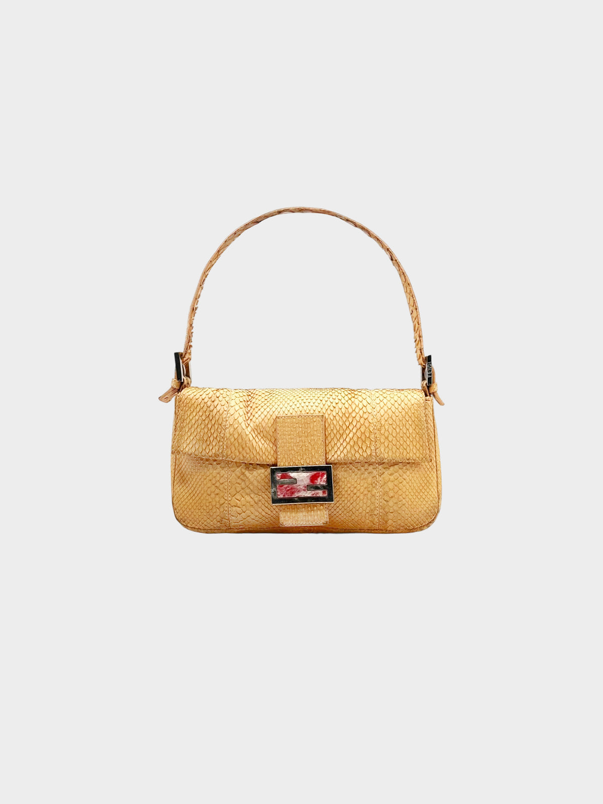 Fendi 2000s Beige Python Baguette Bag