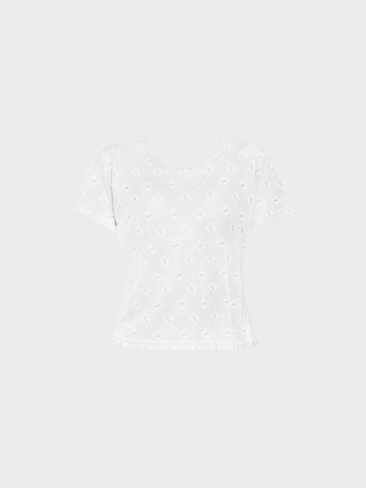 Fendi 2000s White FF Logo Knit Top