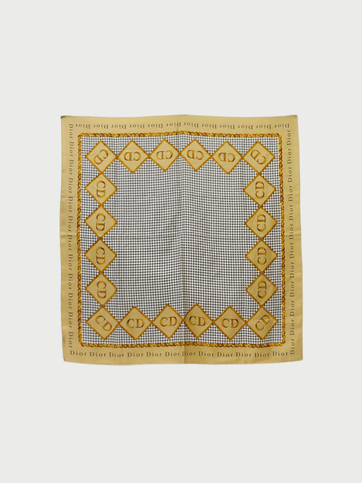 Christian Dior 2000s Multicolor Silk Houndstooth Logo Scarf
