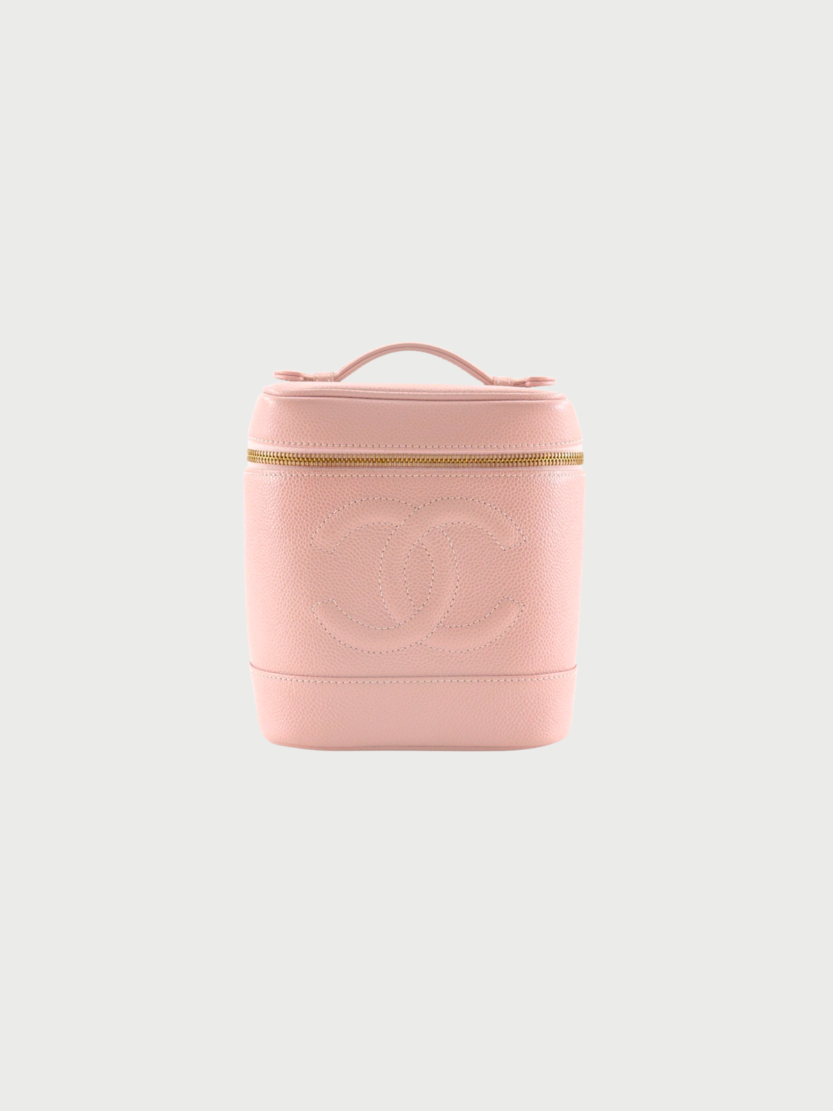 Chanel 2000s Raspberry Pink Caviar COCO Mark Vanity Pouch