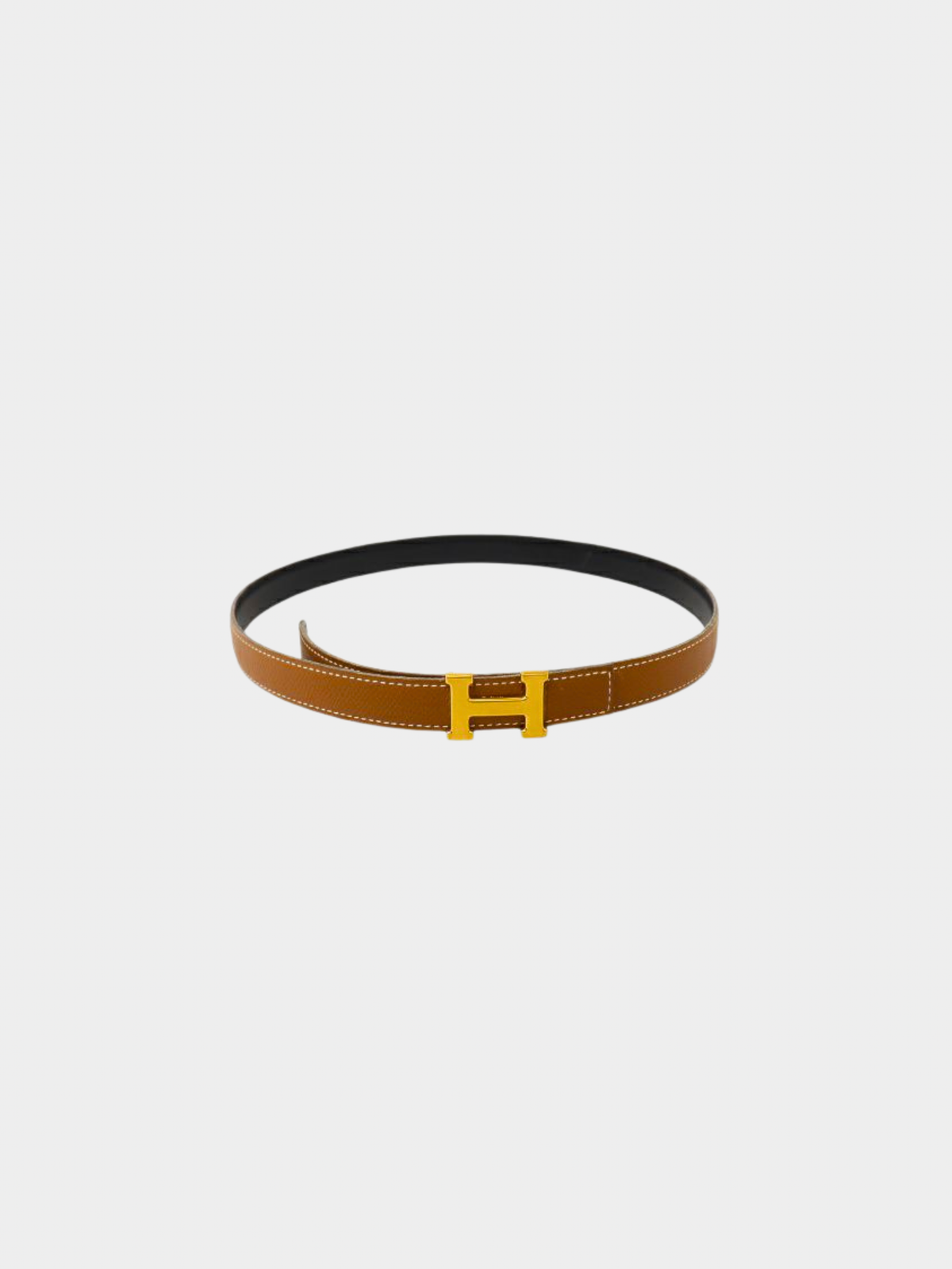 Hermès 1990s Brown Gold Leather Mini Constance Belt