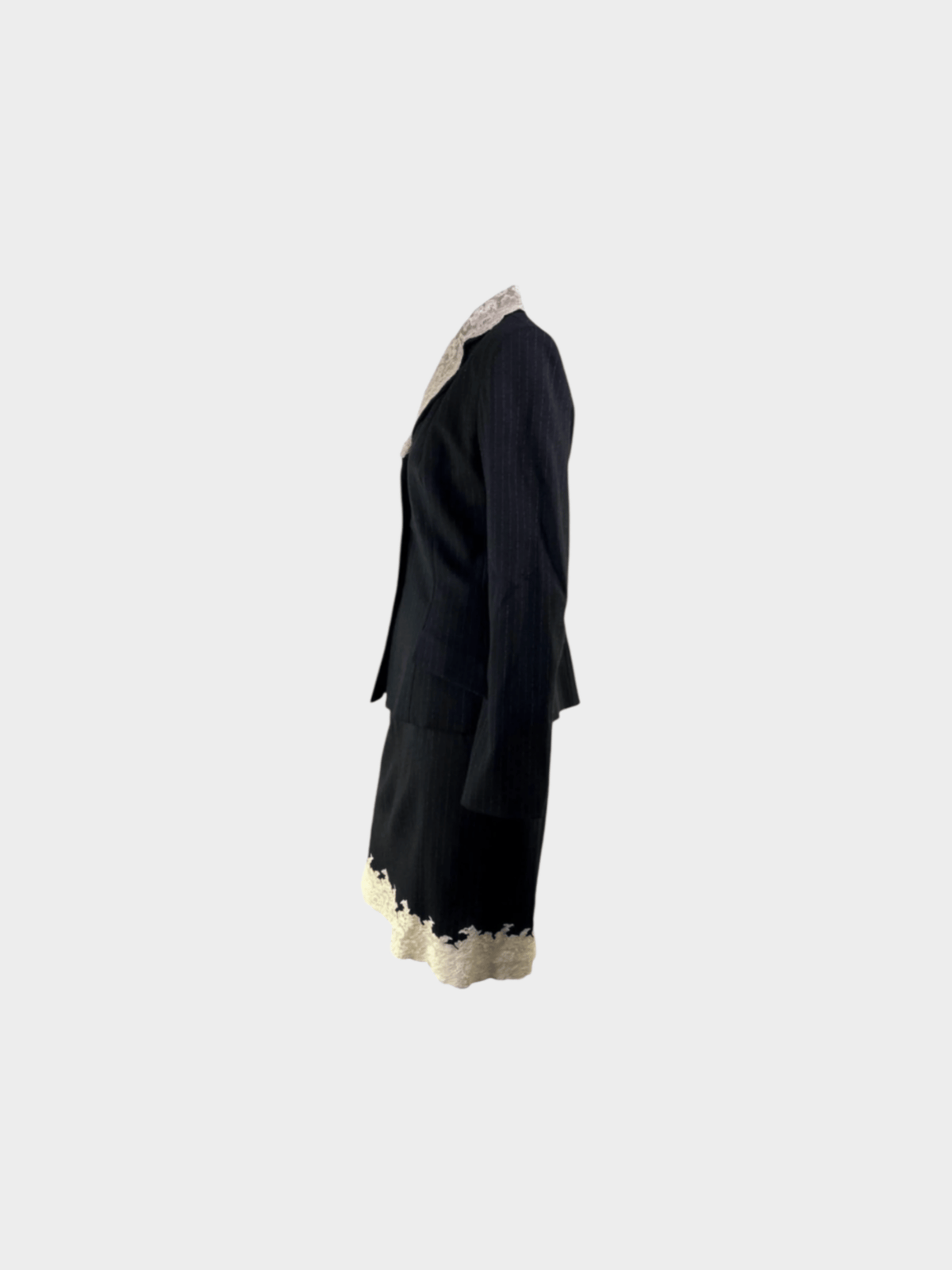 Christian Dior AW 1998 Haute Couture Pinstripe Black Skirt Suit Set