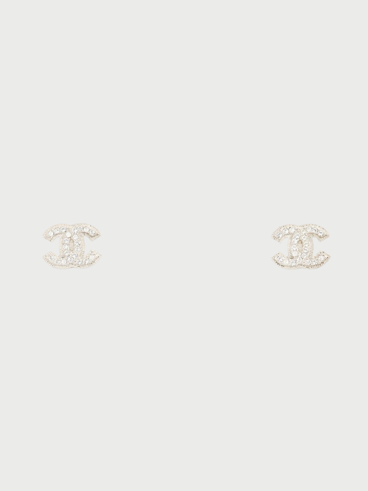 Chanel 2010 Silver Plated Rhinestone Coco Earrings