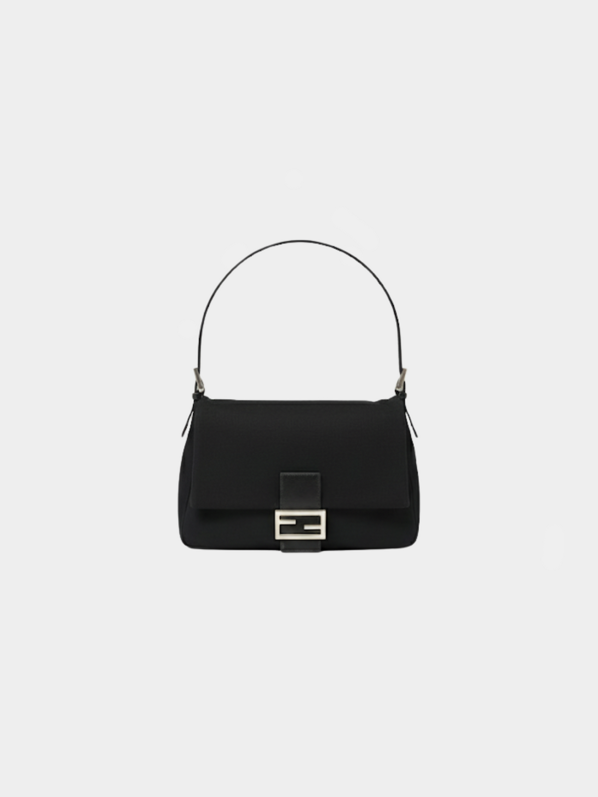 Fendi 1990s Black Wool and Leather Mamma Baguette