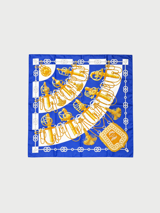 Hermès 2020s Royal Blue Cliquetis Silk Scarf 90
