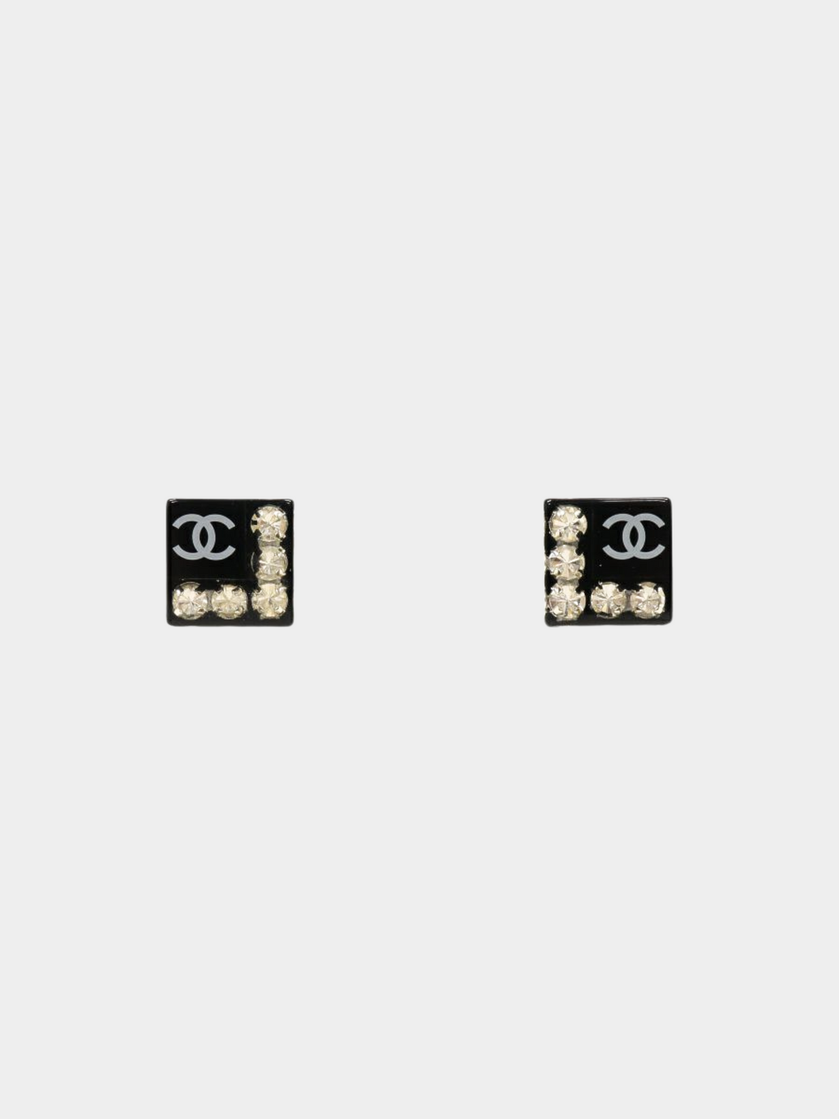 Chanel 2005 Black White COCO Square Earrings