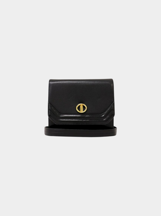 Christian Dior 2000s Black Push-Lock Leather Shoulder Bag