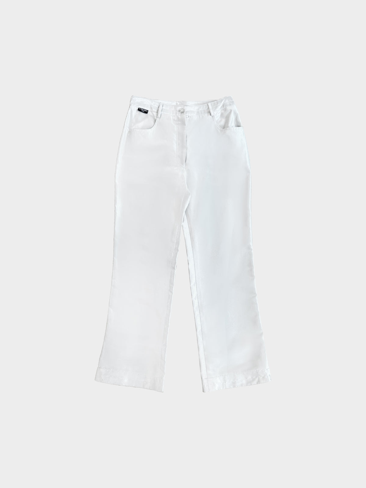 Chanel Late 1990s Metallic Silver High-waisted Pants