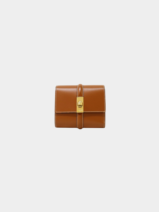 Celine 2000s Brown Leather Small Trifold Wallet