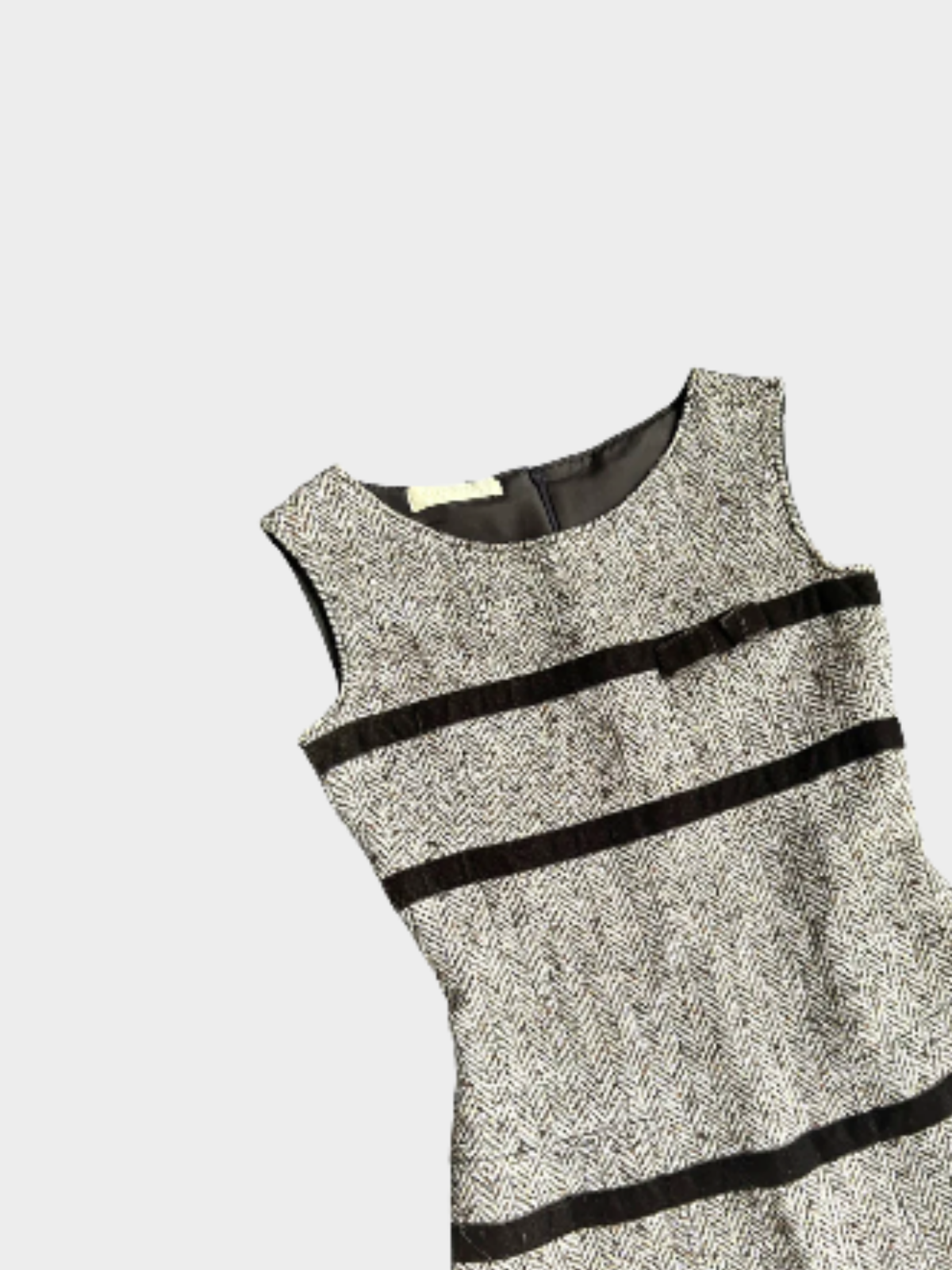 Valentino 2005 Grey Velvet Tweed Wool Dress