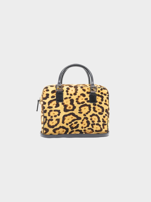 Fendi 2000s Beige Brown Black Hair-On Hide 2-Way Bag