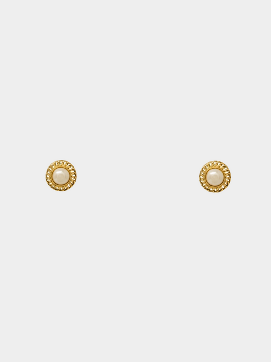 Chanel 1990s Gold Pearl Earrings