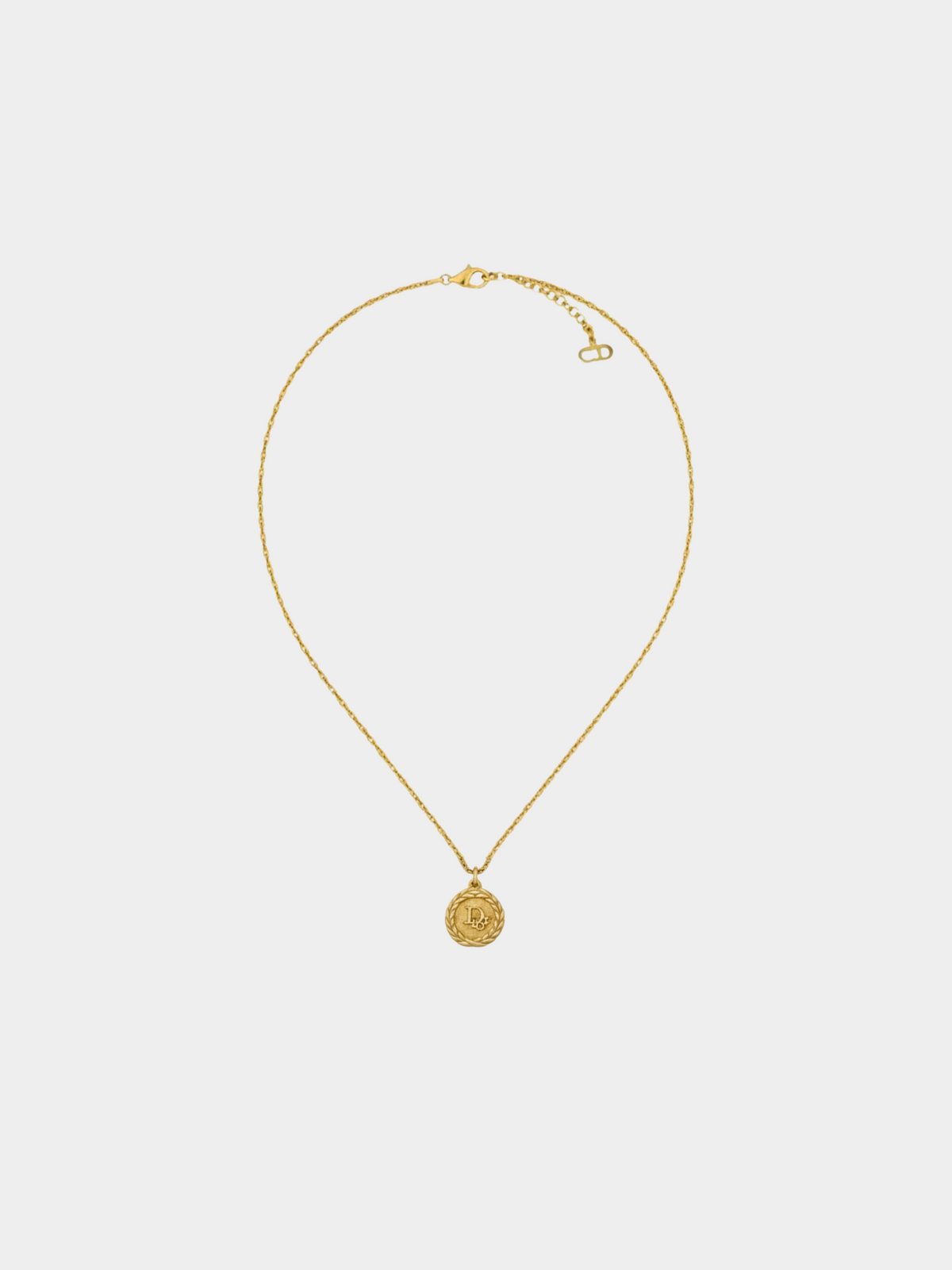 Christian Dior 2000s Gold Logo Twist Round Necklace
