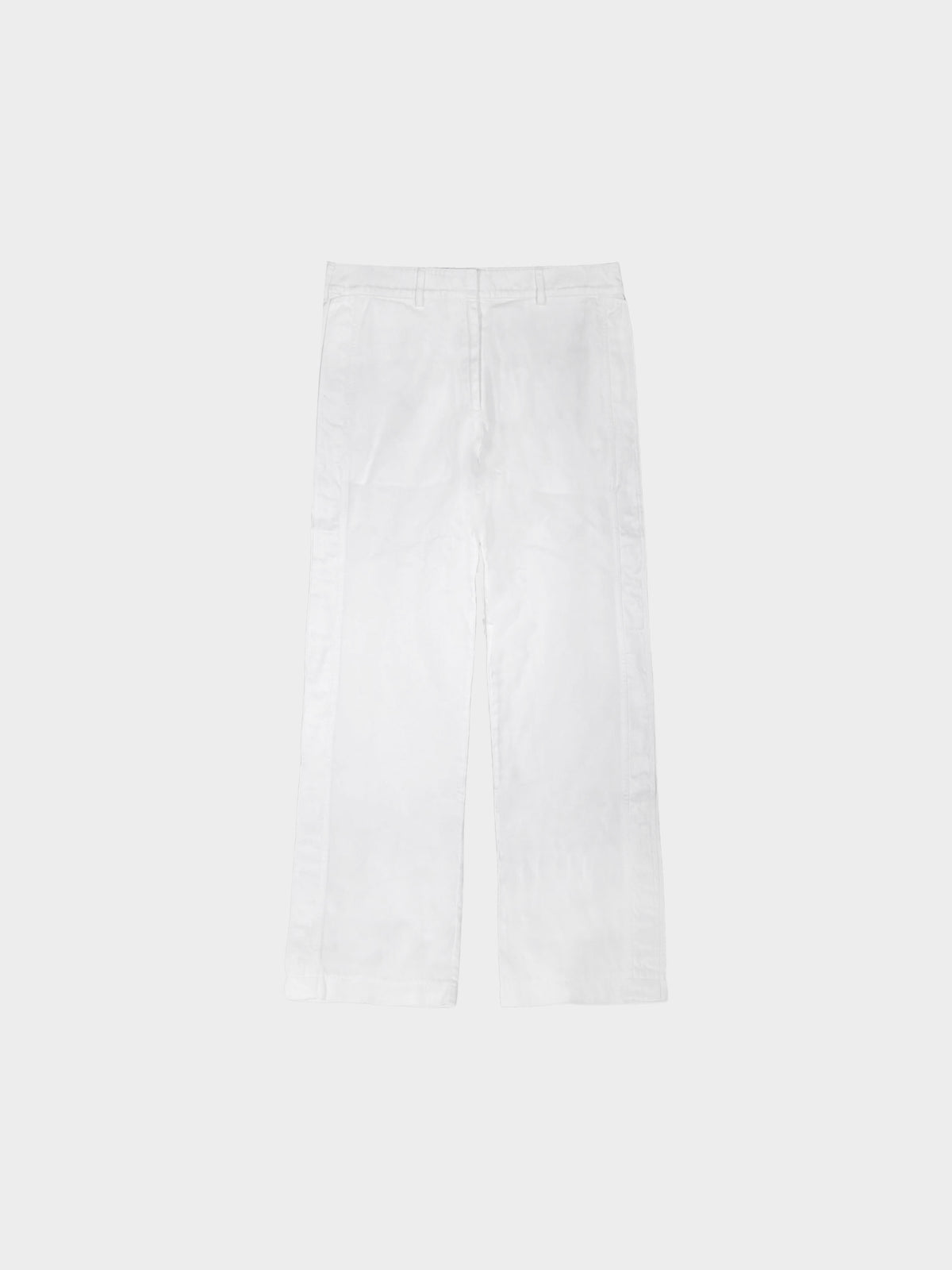 Yves Saint Laurent 1990s White Cotton Gabardine Wide Leg Trousers