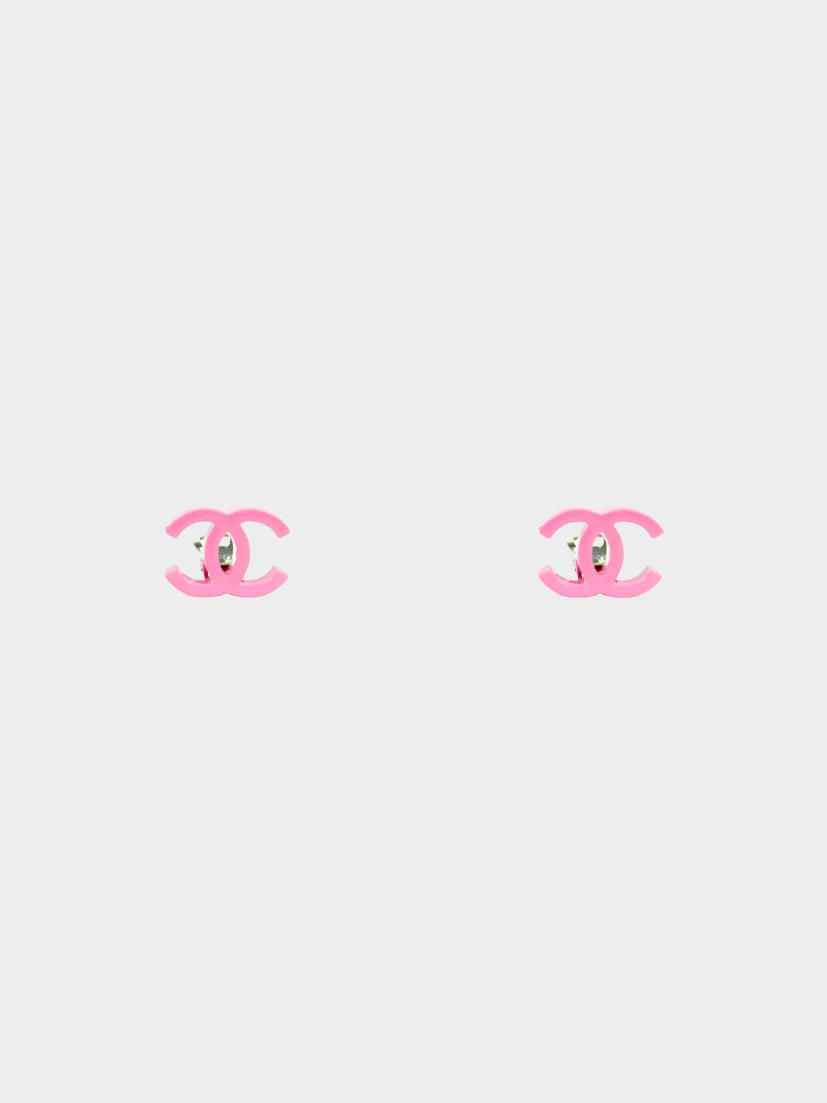 Chanel Spring 2004 Pastel Pink Resin CC  Clip-on Earrings