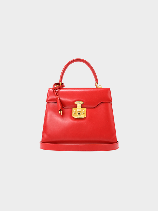 Gucci 2000s Red Leather Lady Lock 2-Way Bag