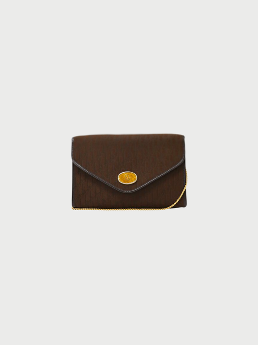 Christian Dior 2000s Brown Trotter Canvas Chain Shoulder Bag