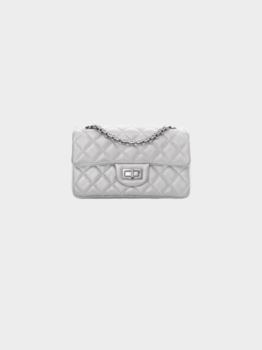Chanel 2020s Silver Reissue 2.55 Calfskin Leather Mini Flap Bag