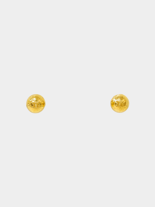 Celine 2000s Gold Triomphe Round Earrings