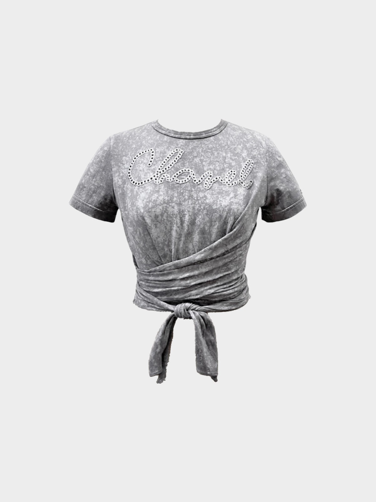 Chanel 2021 Grey Rope Logo Cotton Wrap T-shirt