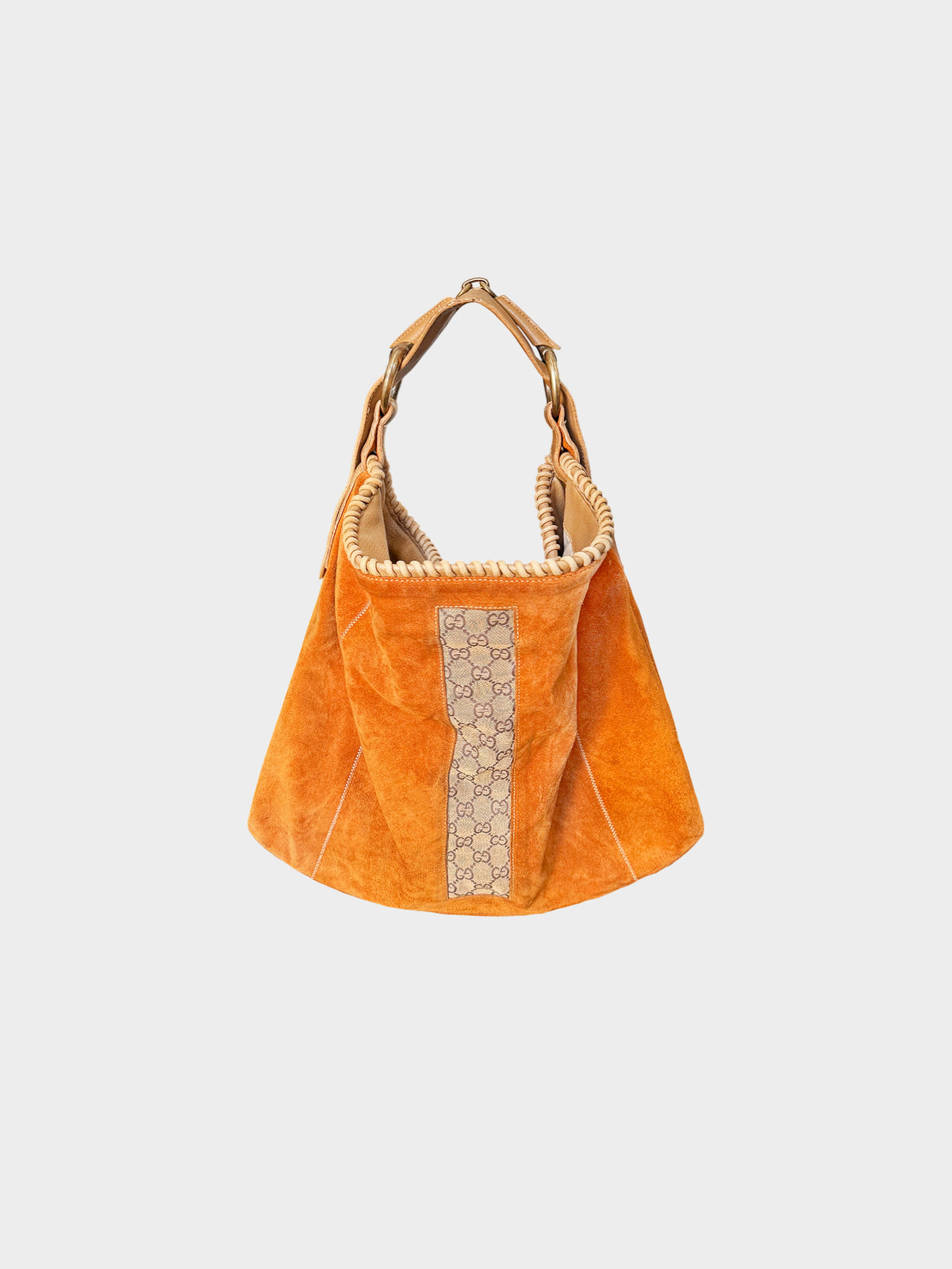 Gucci 1990s Orange Suede Large Hobo Bag