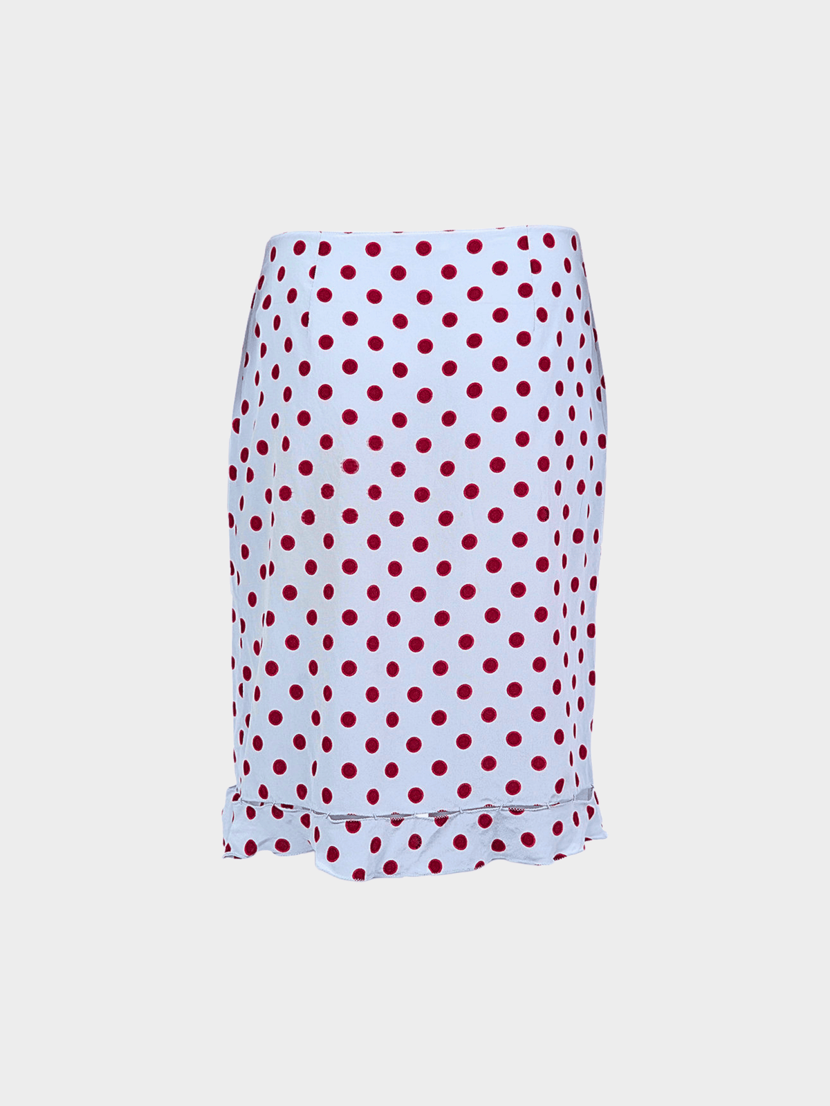 Prada SS 2000 Light Blue Polka Dot Midi Skirt