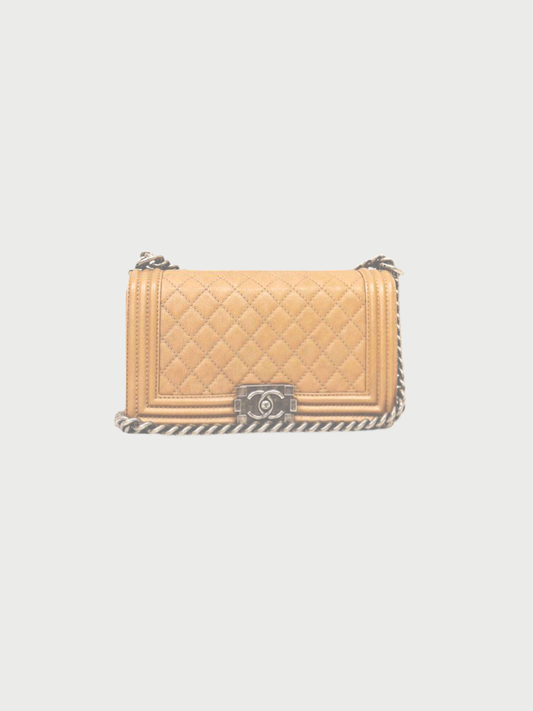 Chanel 2010s Beige Lambskin Boy Flap Bag