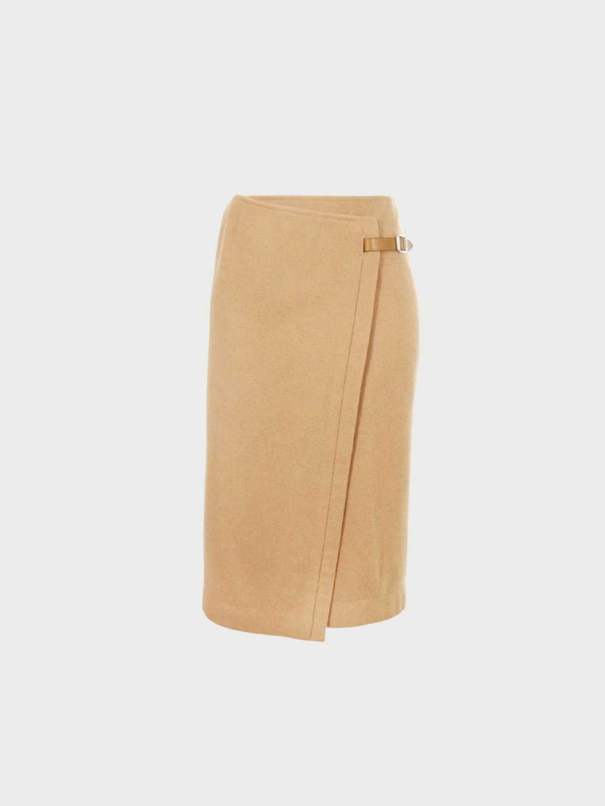 Hermès 1990s Beige Wool Sheepskin Wrap Skirt