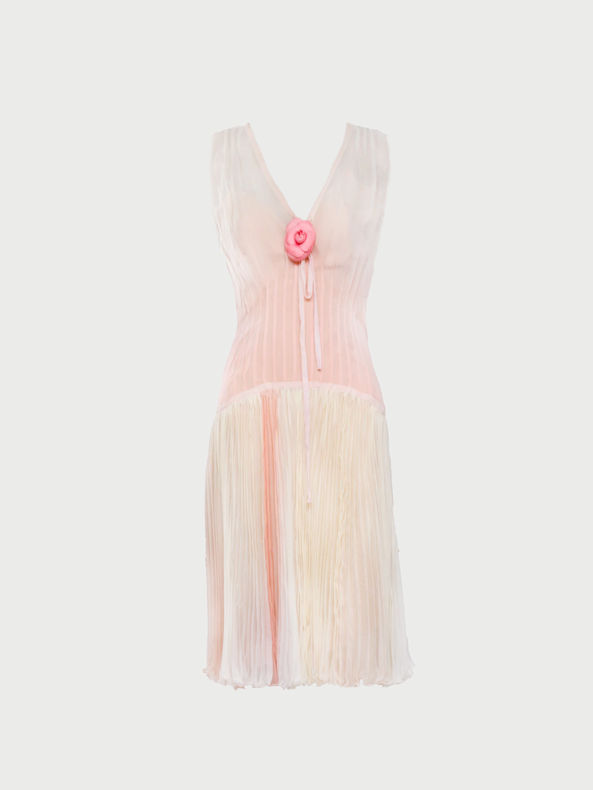 Chanel 2000s Pink Silk Pleated Dress