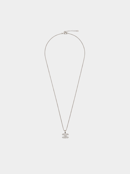 Celine 2000s Silver Triomphe Rhinestone Necklace