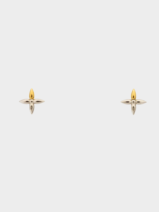 Louis Vuitton 2000s Silver Gold Studs Louisette Earrings