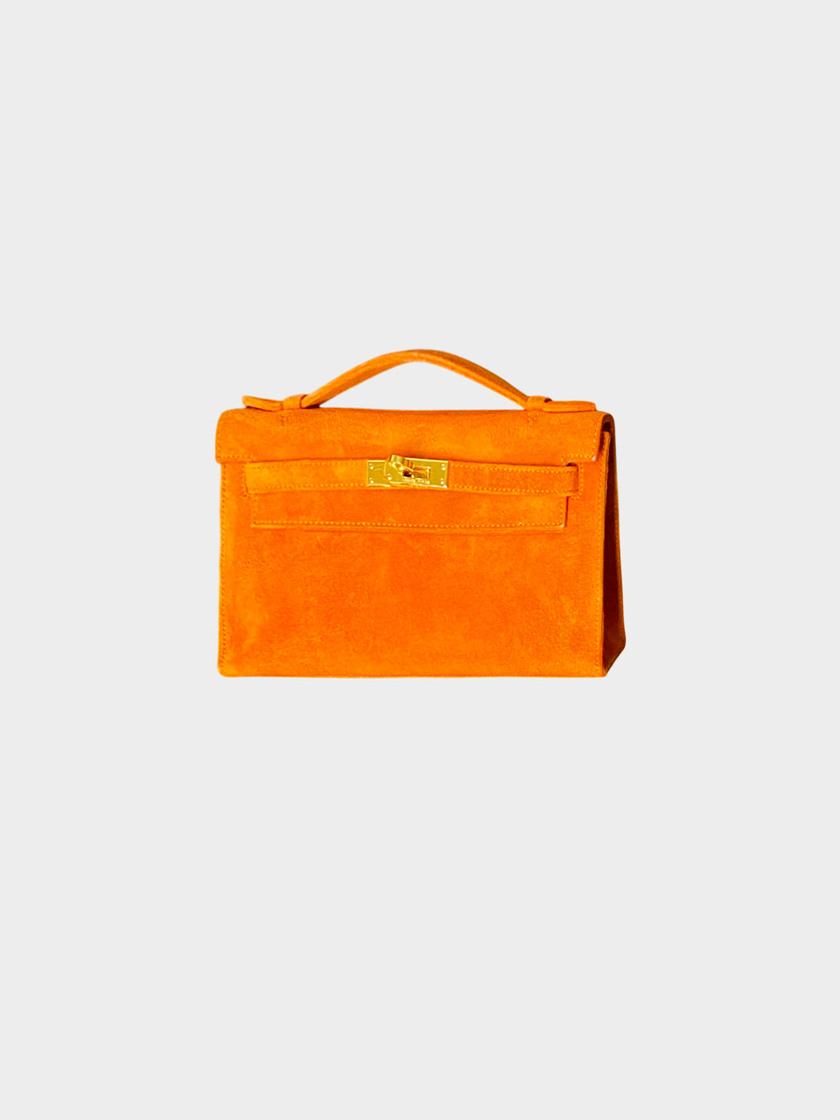 Hermès 2005 Orange Suede Mini Kelly Pochette