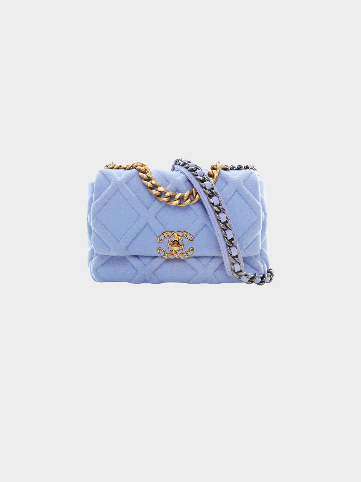 Chanel 2020 Blue Jersey Quilted Medium  19' Flap Bag