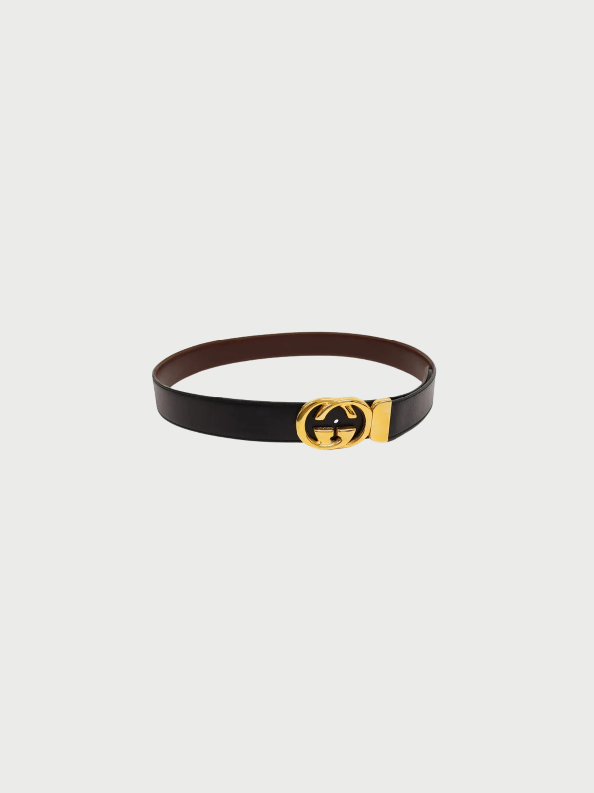 Gucci 1990s Black Leather Logo Belt