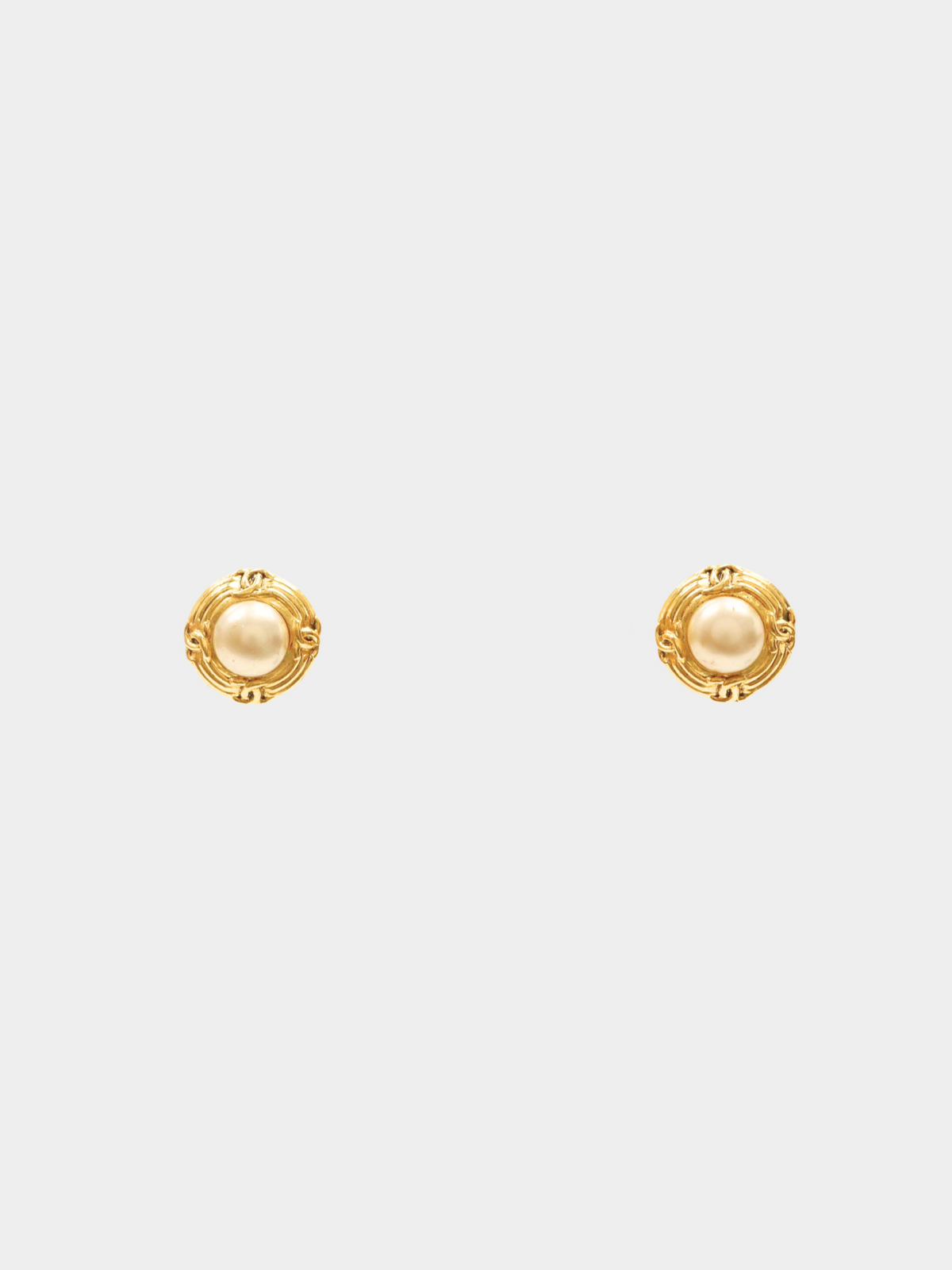 Chanel 1990s Gold COCO Pearl Earrings