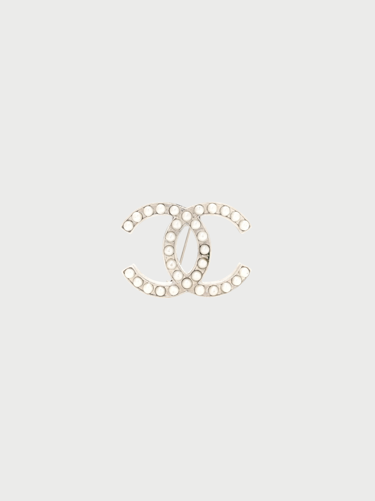 Chanel 2000s Silver Pearl COCO Brooch