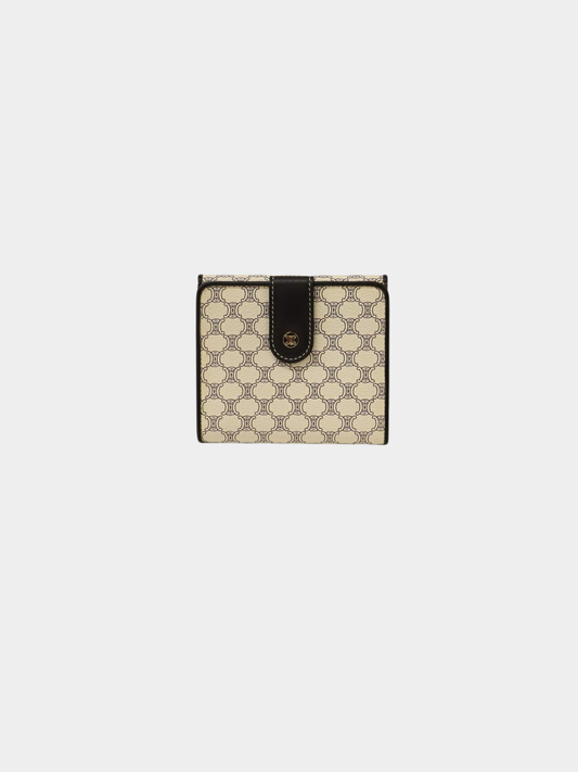 Celine 2000s White and Brown Macadam Wallet
