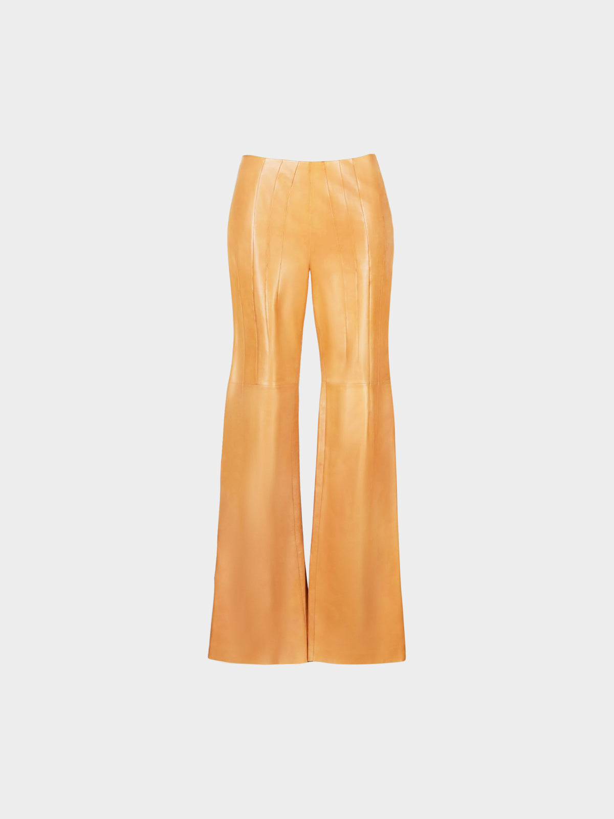 Loewe 2010s Brown Lambskin Leather Flared Pants