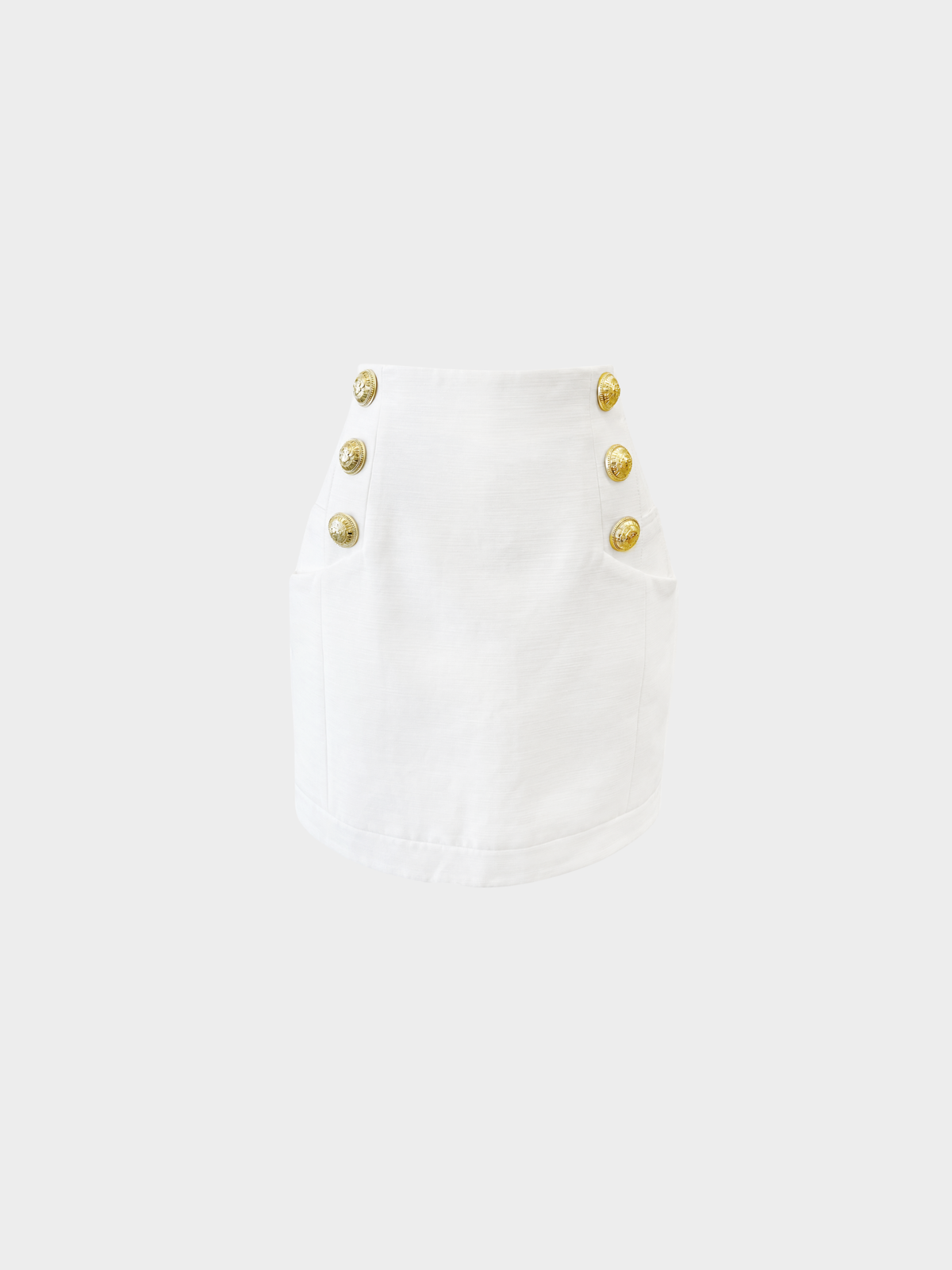 Balmain 2020s Cream Cotton Crest Button Mini Skirt