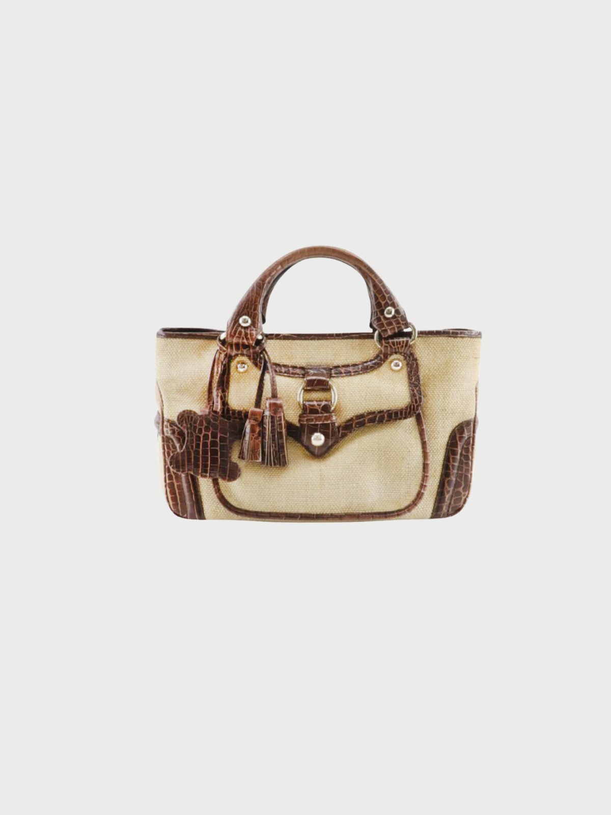 Celine 2000s Brown Straw-Embossed Leather Boogie Bag