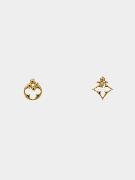 Louis Vuitton 2000s Gold Flowergram Earrings