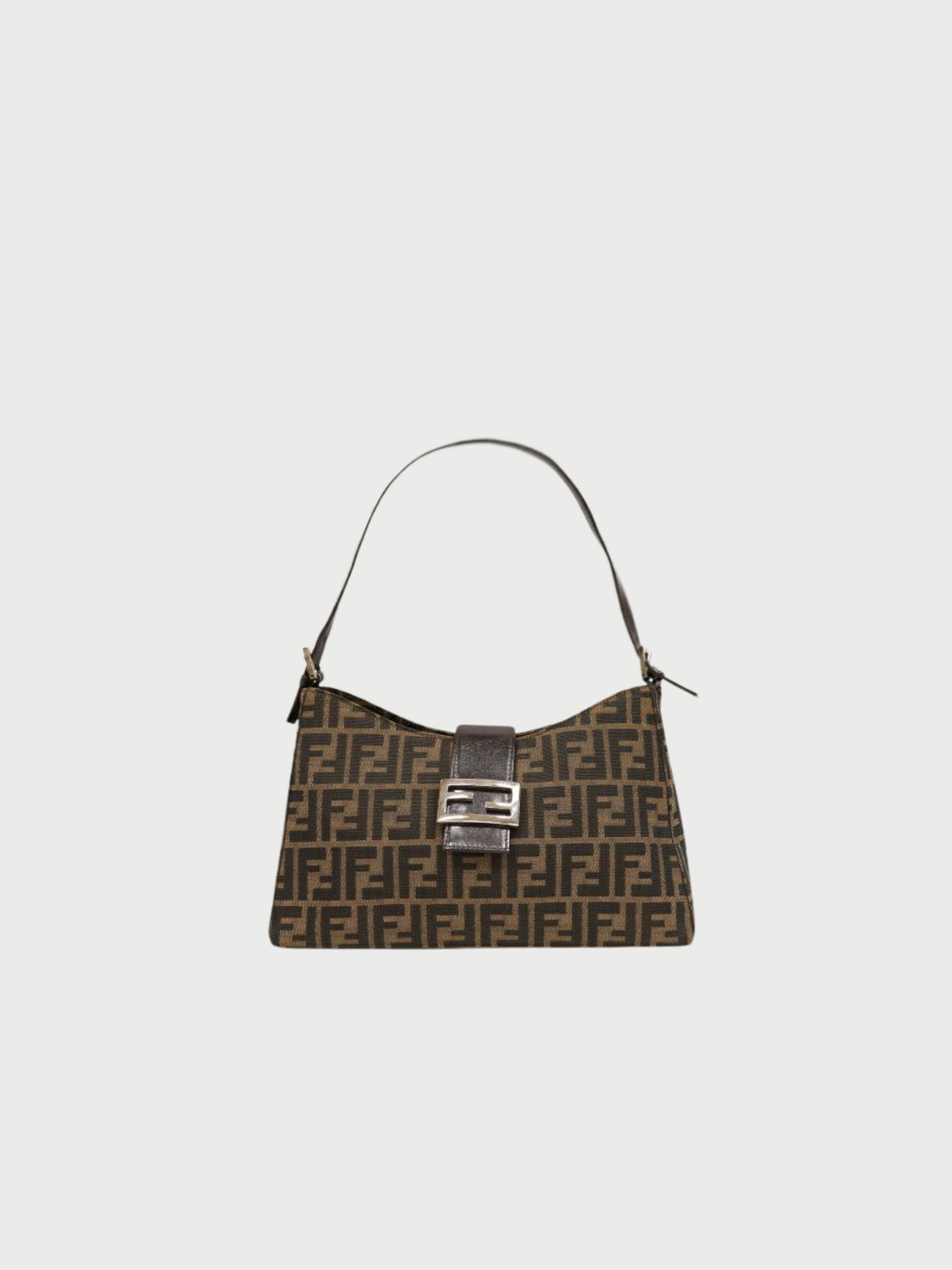 Fendi 2000s Brown Canvas Leather Zucca One-Shoulder Bag