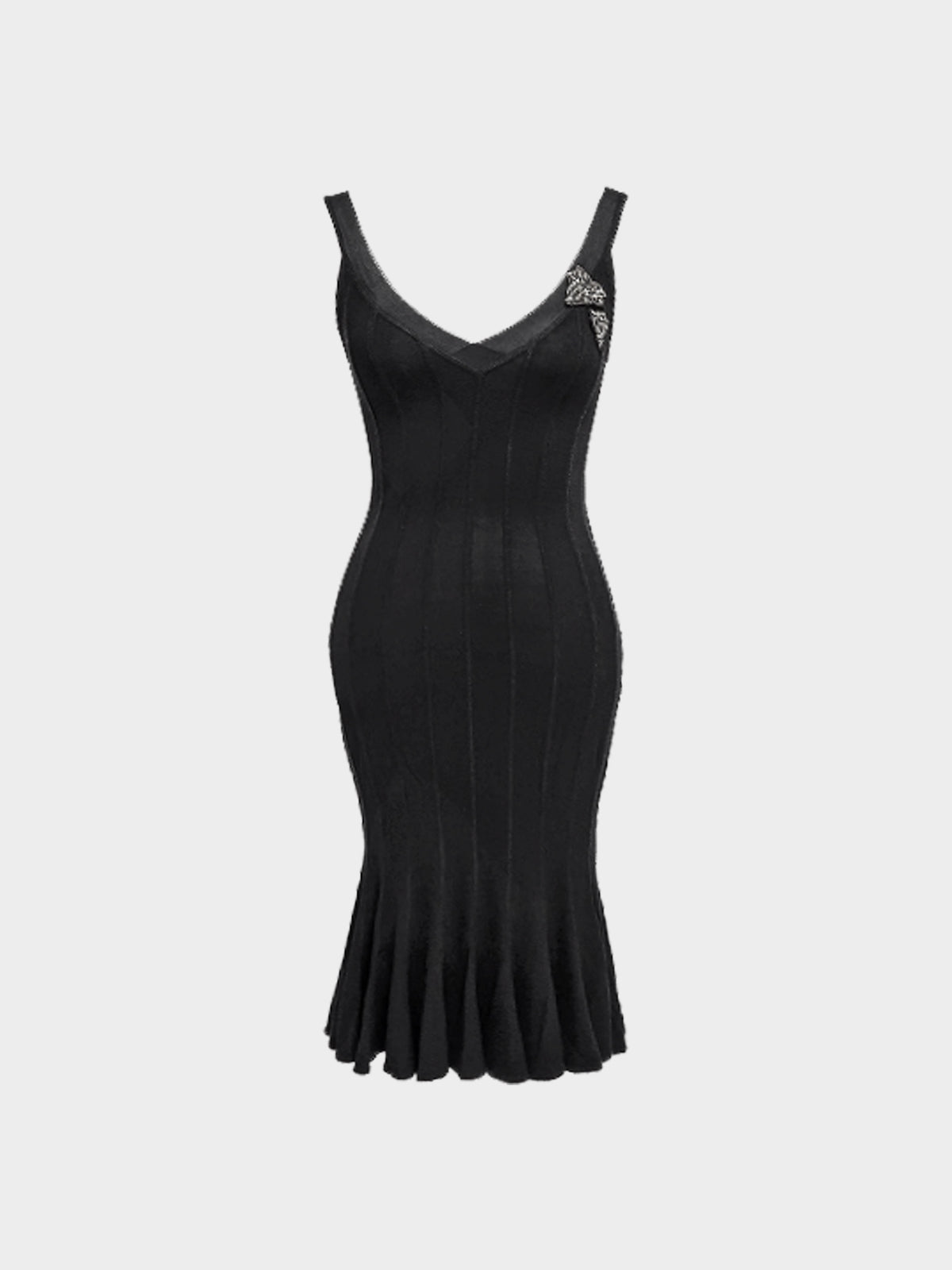 Blumarine 2000s Black Fitted Mermaid Style Sleveless Dress