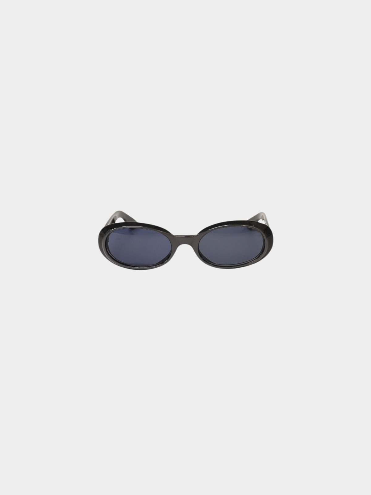 Gucci 1990s Black Green Plastic Oval Sunglasses