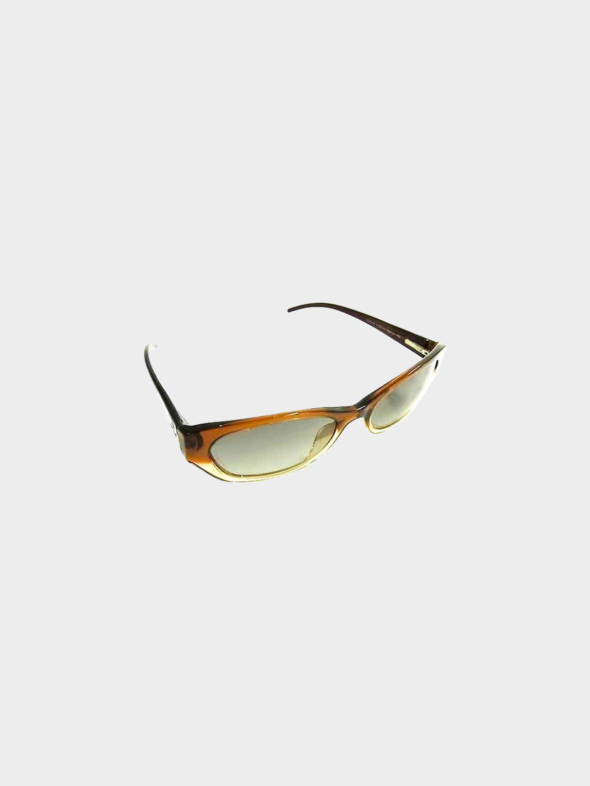 Chanel 1990s Brown Narrow CC Oval Sunglasses