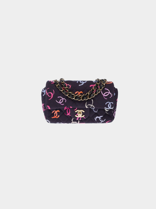 Chanel 2020s Navy Cotton Mini Timeless Flap Bag