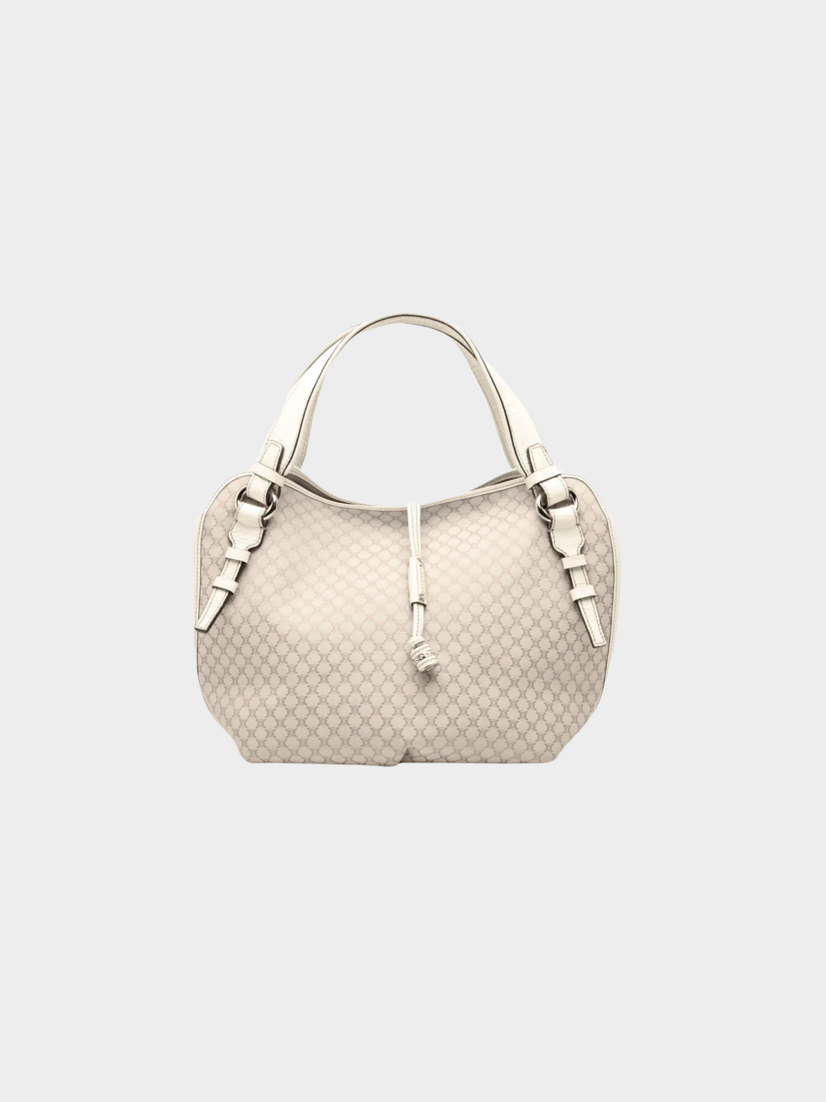 Celine 2007 Beige Macadam Canvas Croc-Embossed Bittersweet Hobo Bag