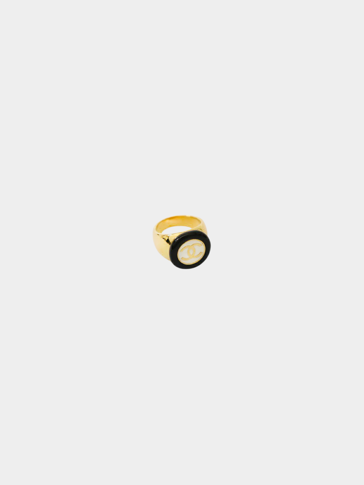 Chanel 2000s Gold Black COCO Logo Ring